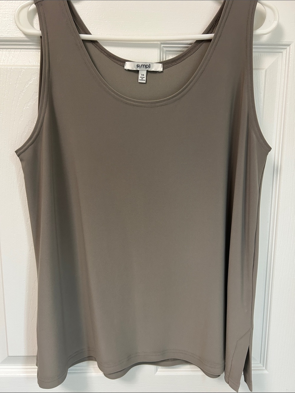 Sympli Taupe Scoop Neck Tank Top — Neutral Sleeveless Layering Piece